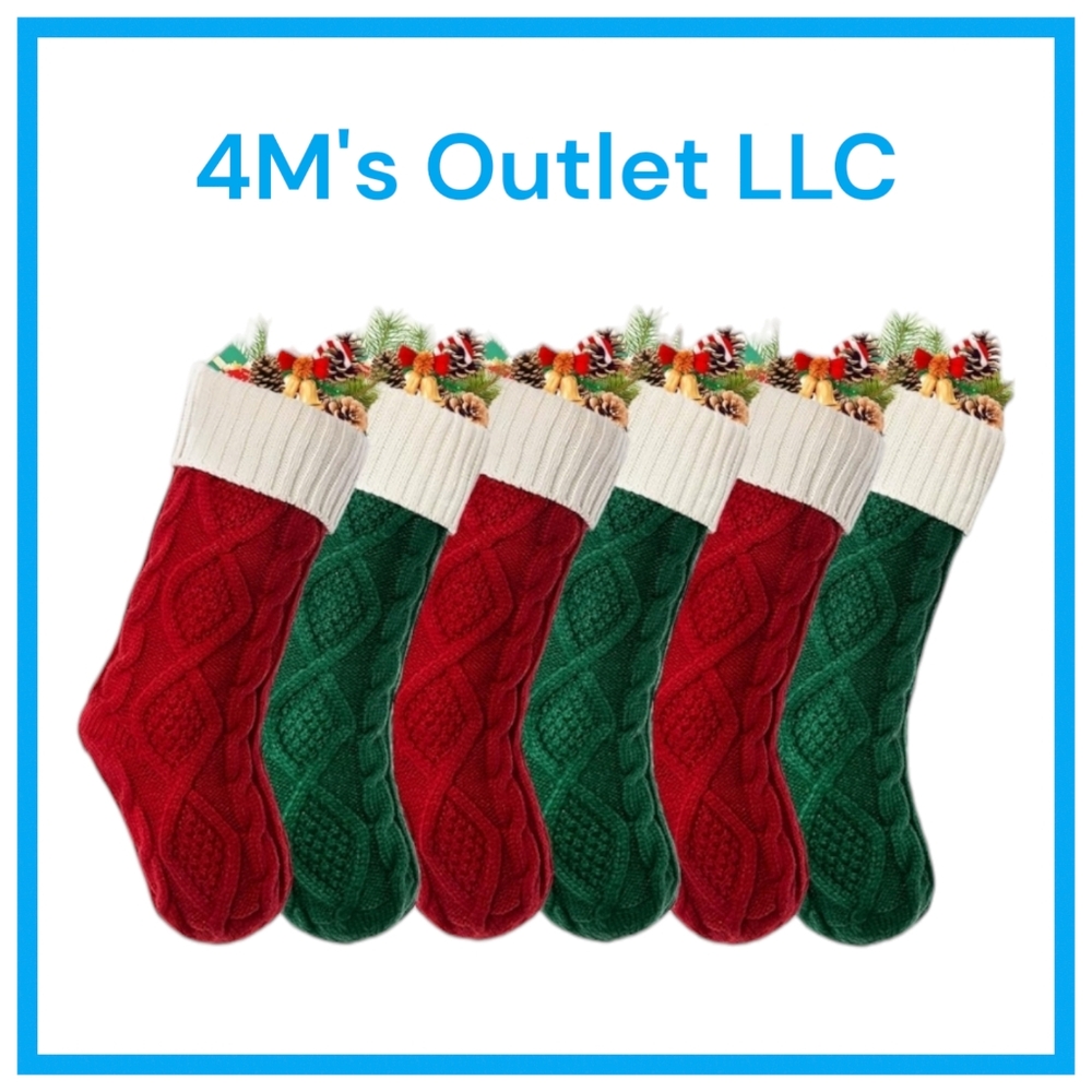 6 Pack Cable Knitted Xmas Stocking 